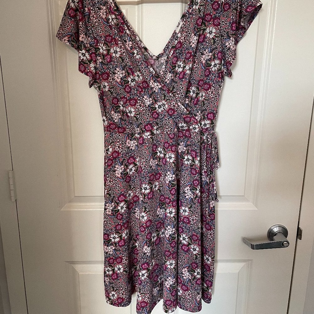 Kaela Faux Wrap Knit Dress / Light Pink / Size L / Brand New With Tags